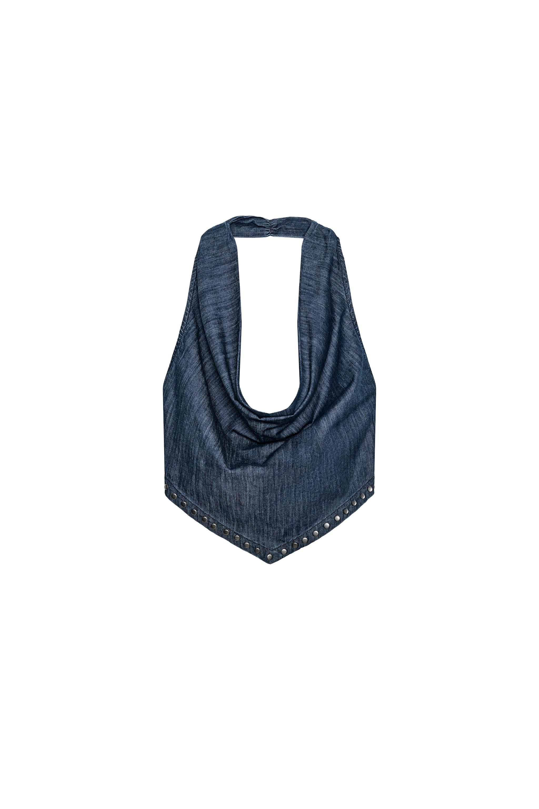 OPEN-BACK STUDDED HALTER TOP